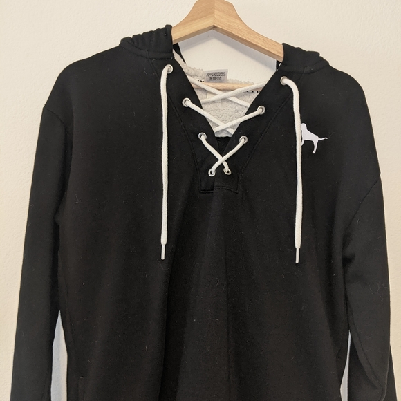 Victorias Secret PINK Logo Pull Over Lace Hoodie - Picture 3 of 8